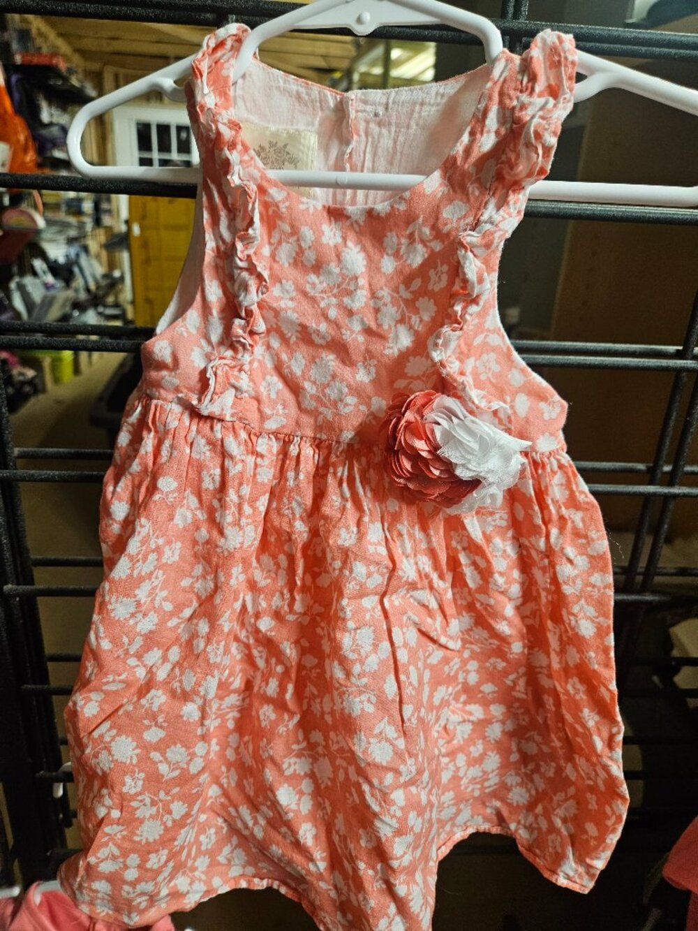 Floral Sleeveless Baby Dress with Ruffle Details